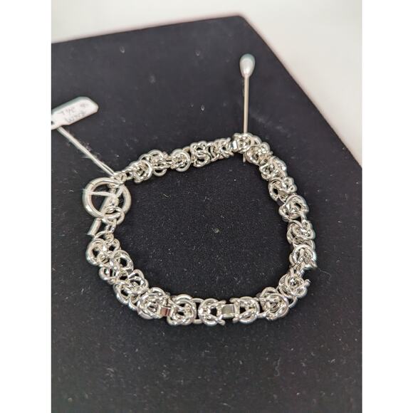 Byzantine Sterling silver chain bracelet handmade 7.5 heavy toggleclasp 17 grams - Picture 1 of 5
